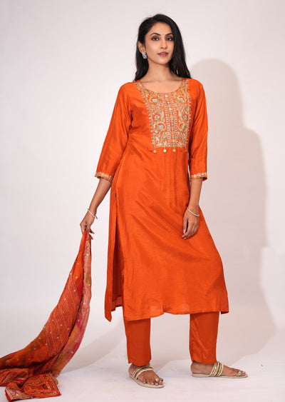 Rust Russian Silk Straight cut suit