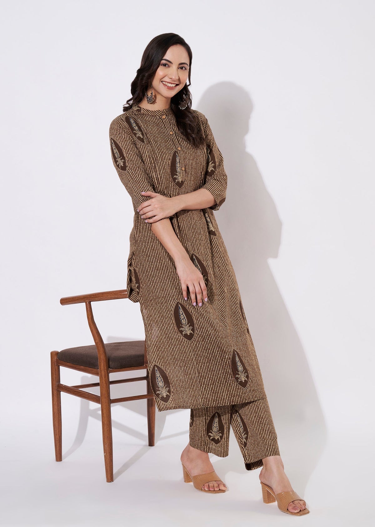 Brown Cotton Kurti set