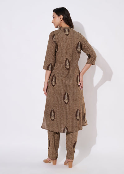 Brown Cotton Kurti set