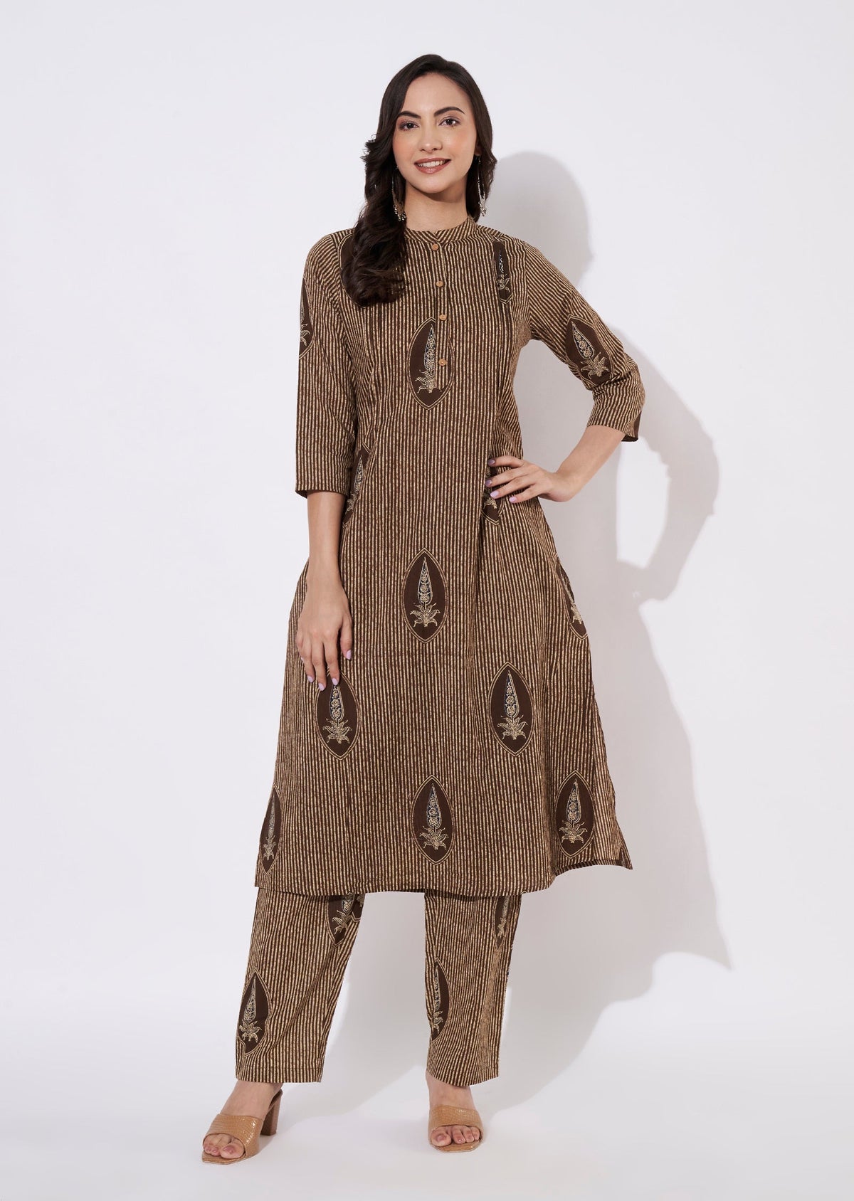 Brown Cotton Kurti set