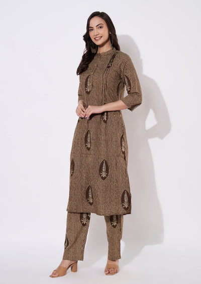 Brown Cotton Kurti set