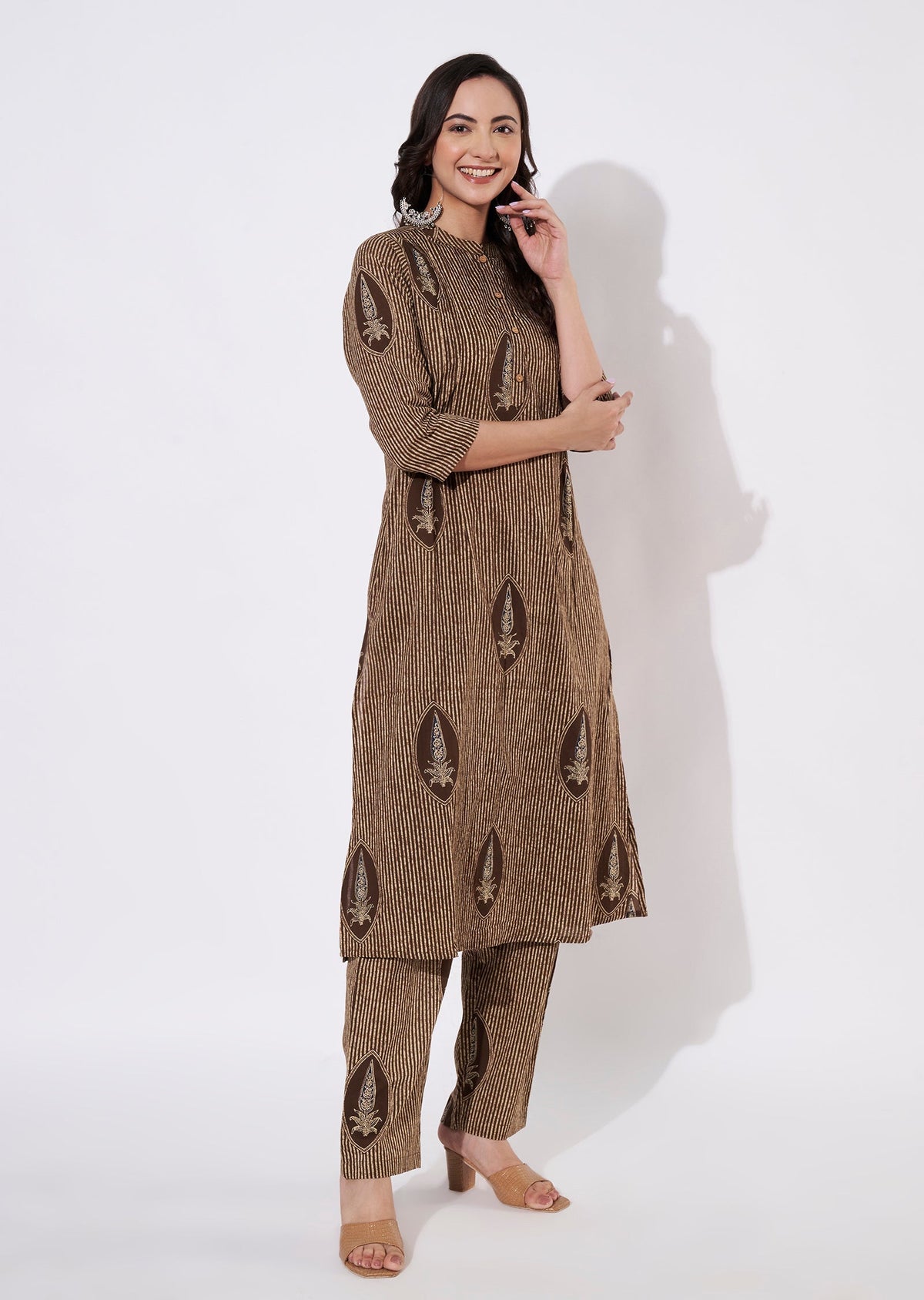 Brown Cotton Kurti set