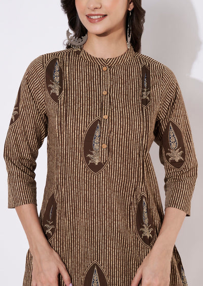 Brown Cotton Kurti set