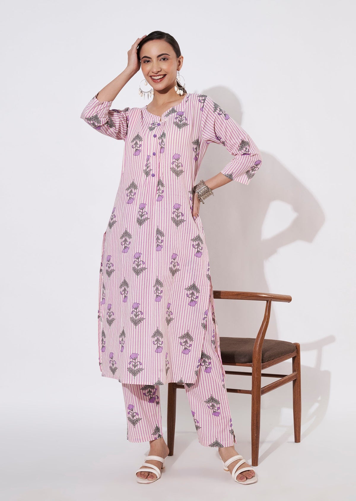 Pink Cotton Kurti set