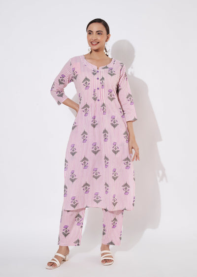 Pink Cotton Kurti set