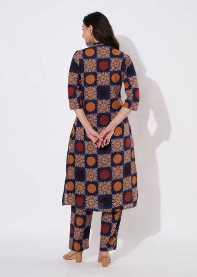 Navy Blue Cotton Kurti set