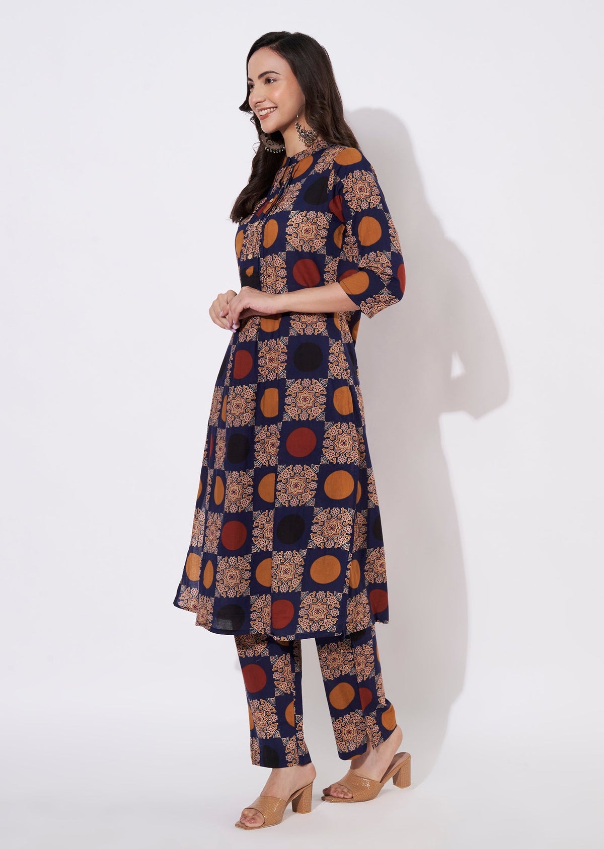 Navy Blue Cotton Kurti set