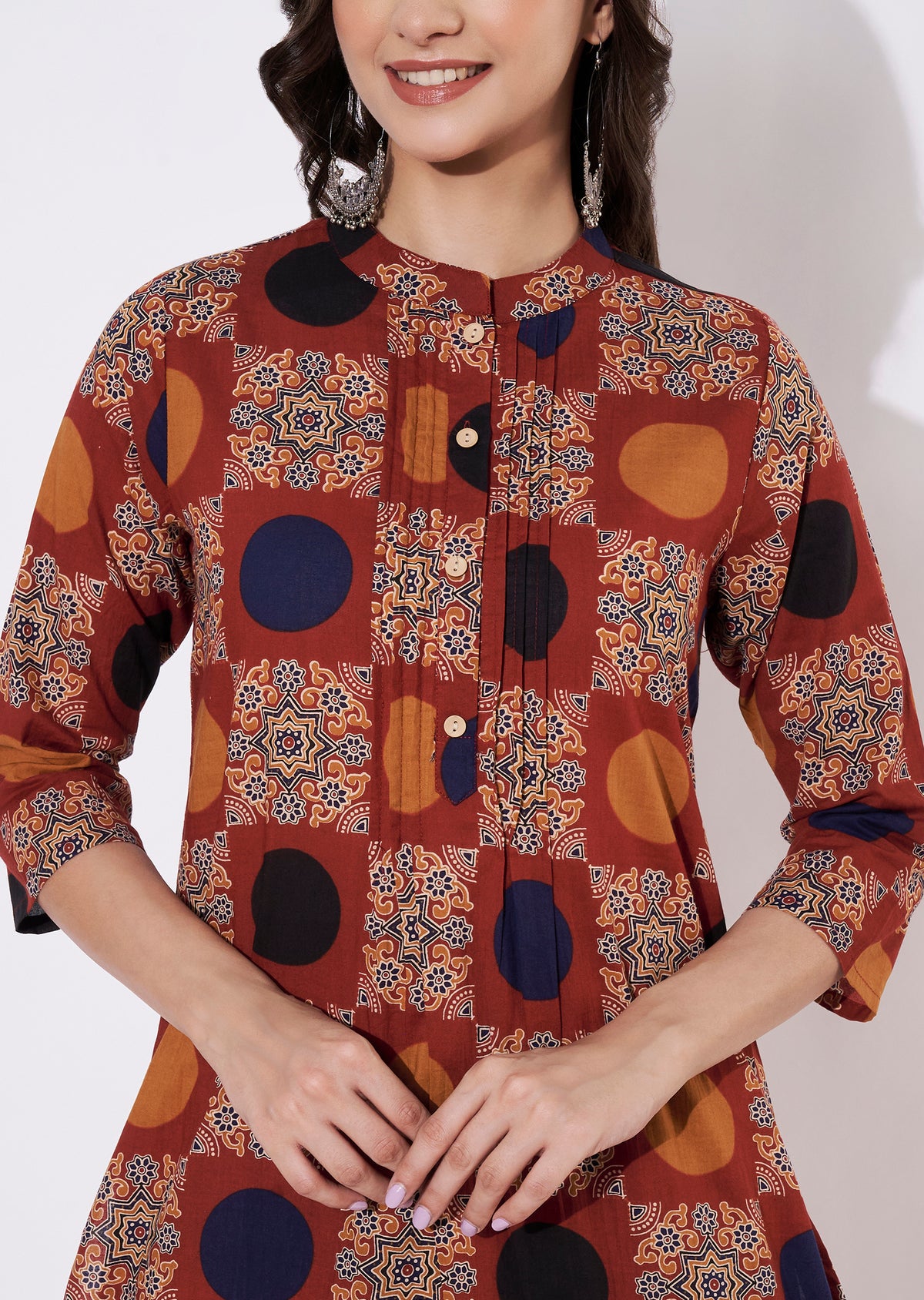 Rust Cotton Kurti set