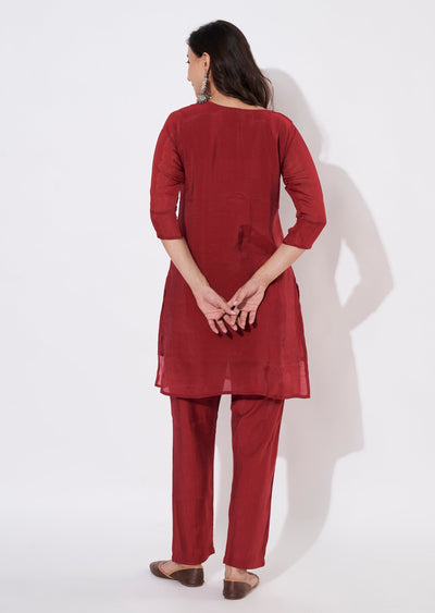 Rani Pink Muslin Short Kurti set