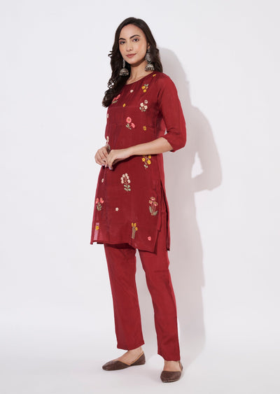 Rani Pink Muslin Short Kurti set