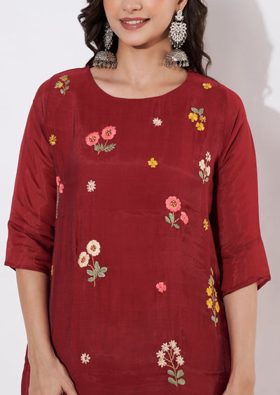 Rani Pink Muslin Short Kurti set