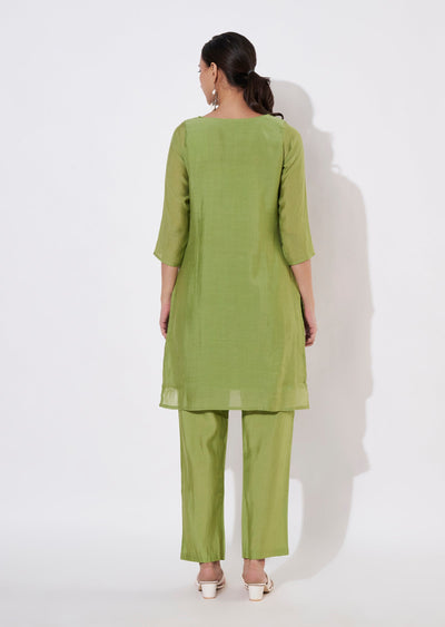 Parrot Green Muslin Kurti set