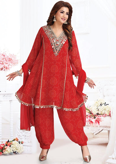 Red Georgette Anarkali suit