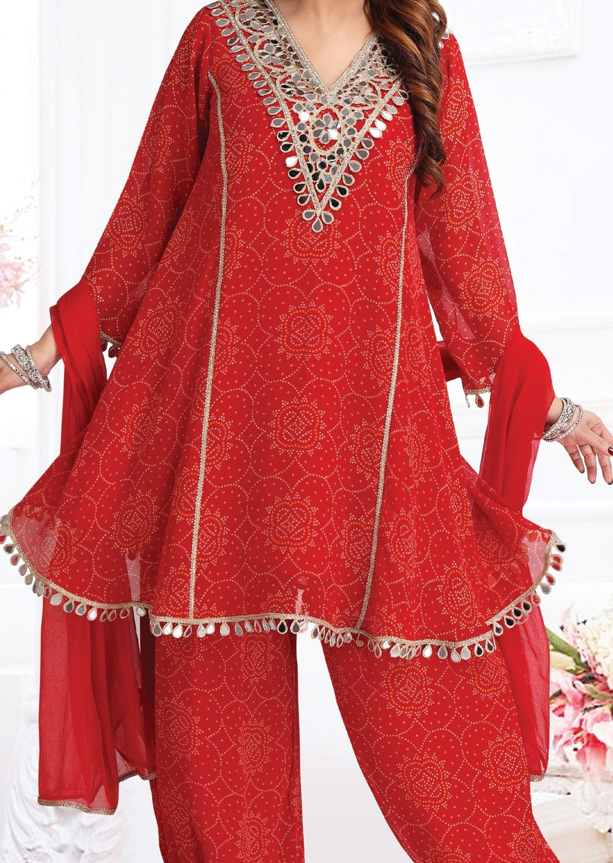 Red Georgette Anarkali suit