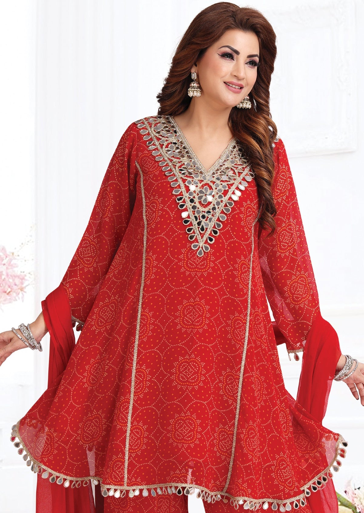 Red Georgette Anarkali suit