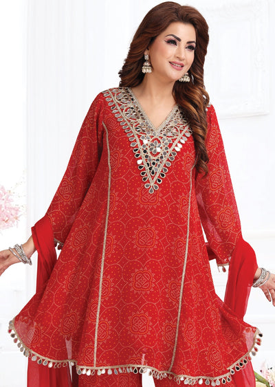 Red Georgette Anarkali suit