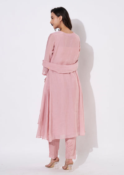 Dusty Peach Mul Chanderi Anarkali suit