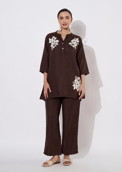 Brown Polynesian Short Kurti set