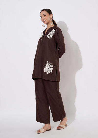 Brown Polynesian Short Kurti set