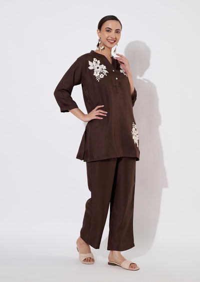 Brown Polynesian Short Kurti set