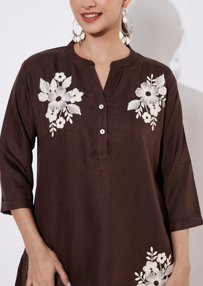 Brown Polynesian Short Kurti set