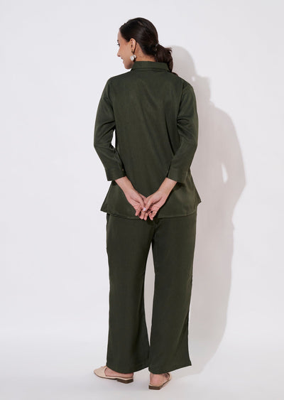 Olive Green Polynesian Shirt Set