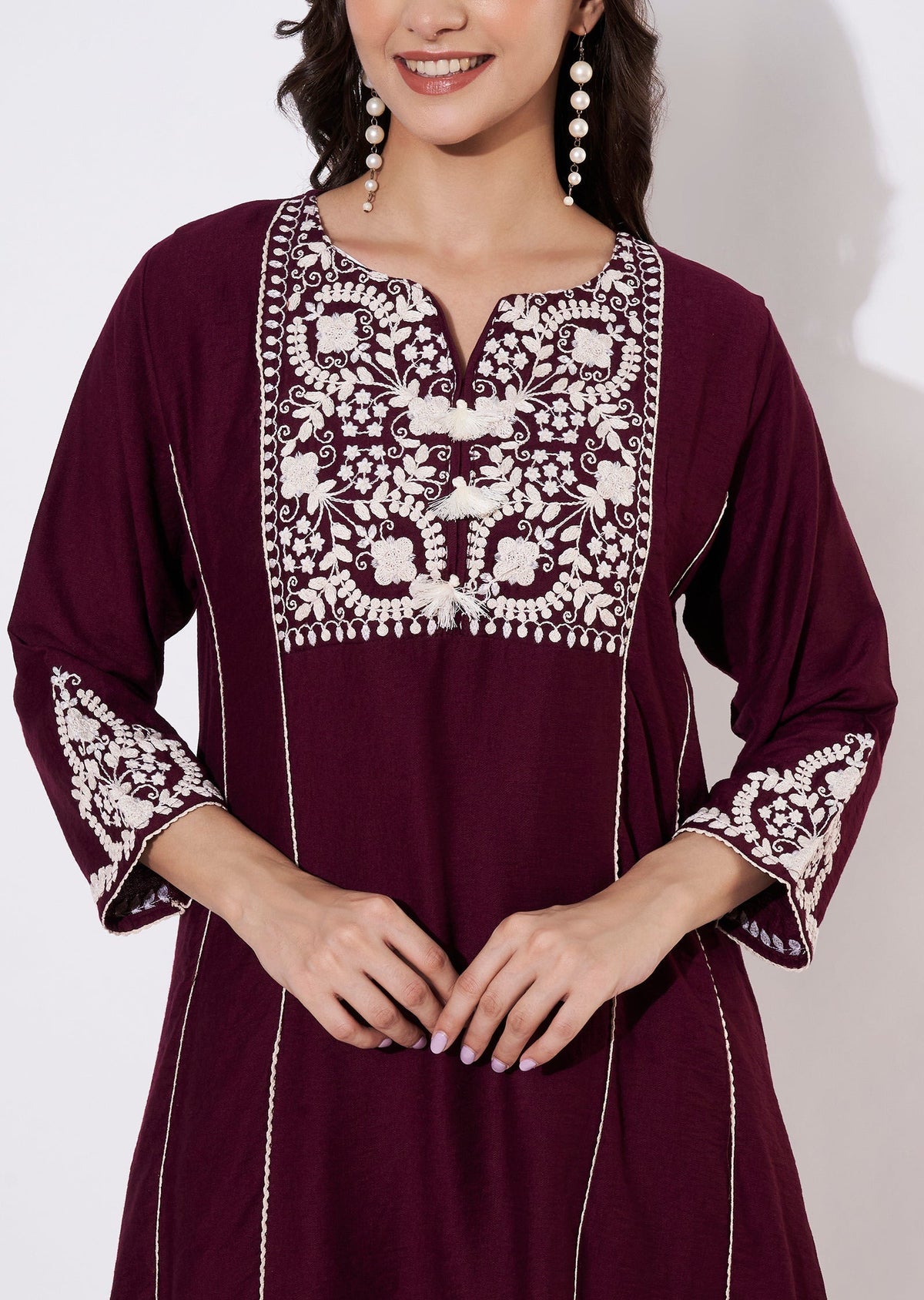 Wine Gold Short Kurti set