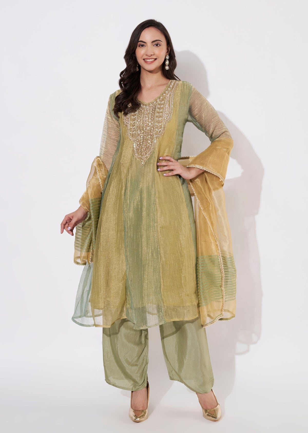 Pista Green Salsa Anarkali suit