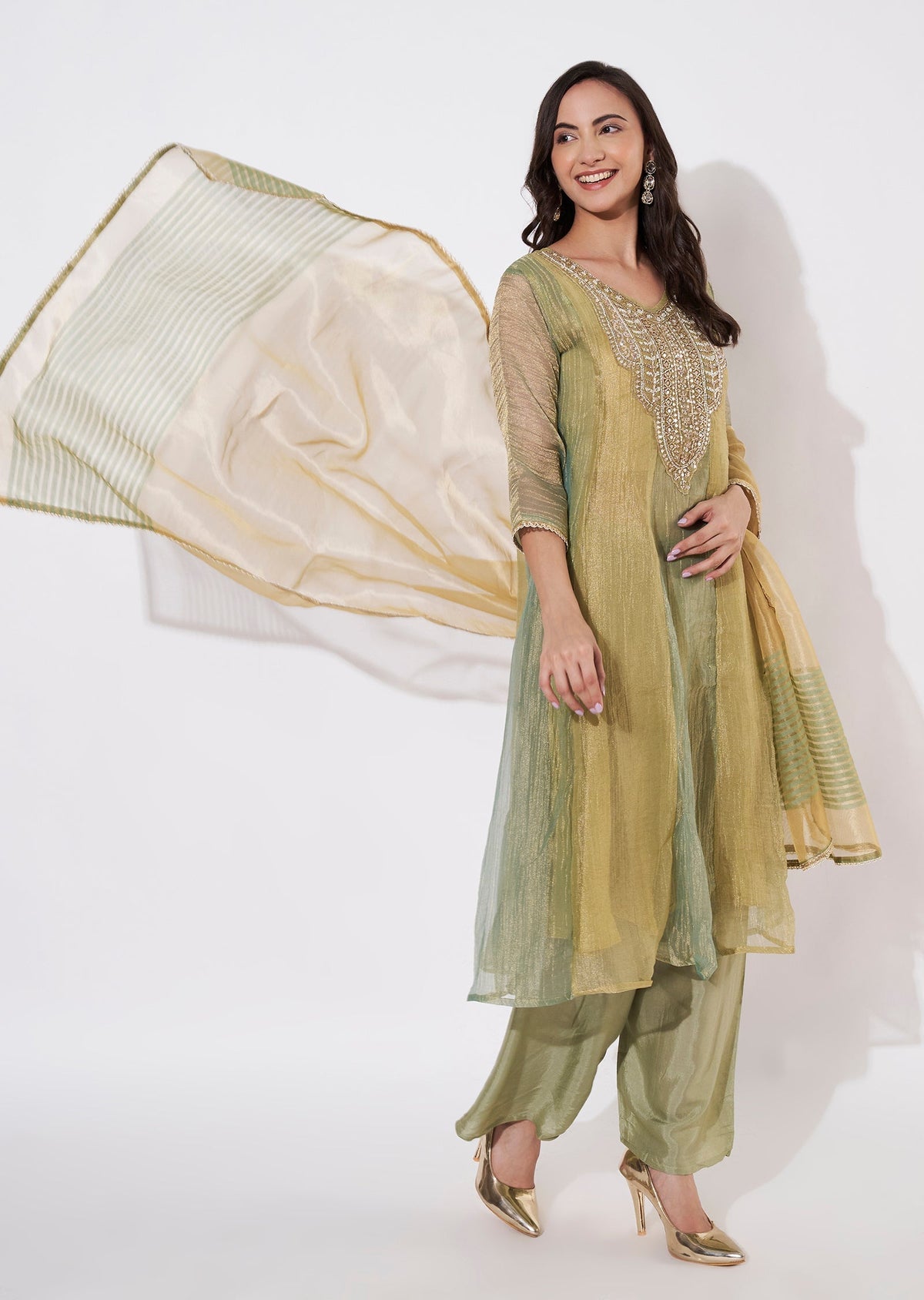 Pista Green Salsa Anarkali suit