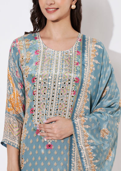 Dusty Green Muslin Straight cut suit