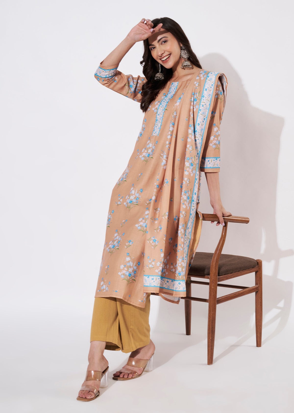 Dark Mustard Cotton Straight cut suit