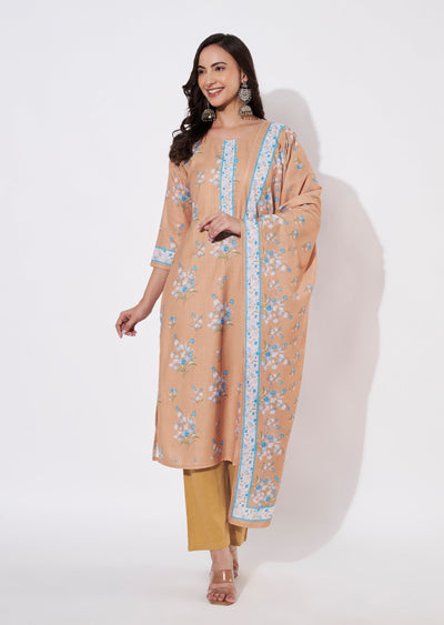 Dark Mustard Cotton Straight cut suit