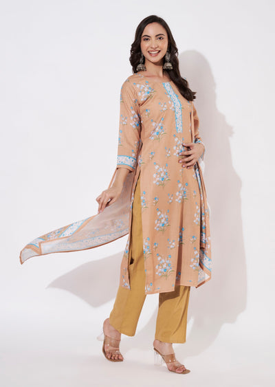 Dark Mustard Cotton Straight cut suit