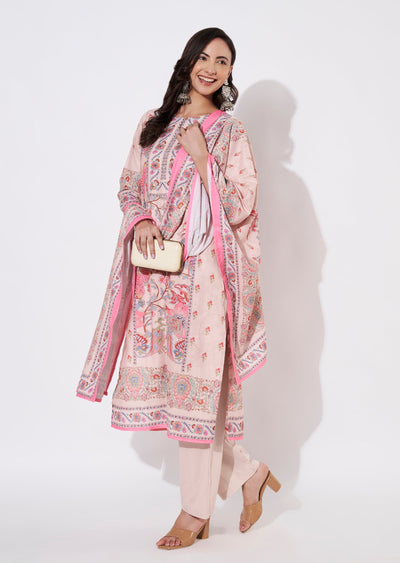 Dusty Peach Cotton Straight cut suit