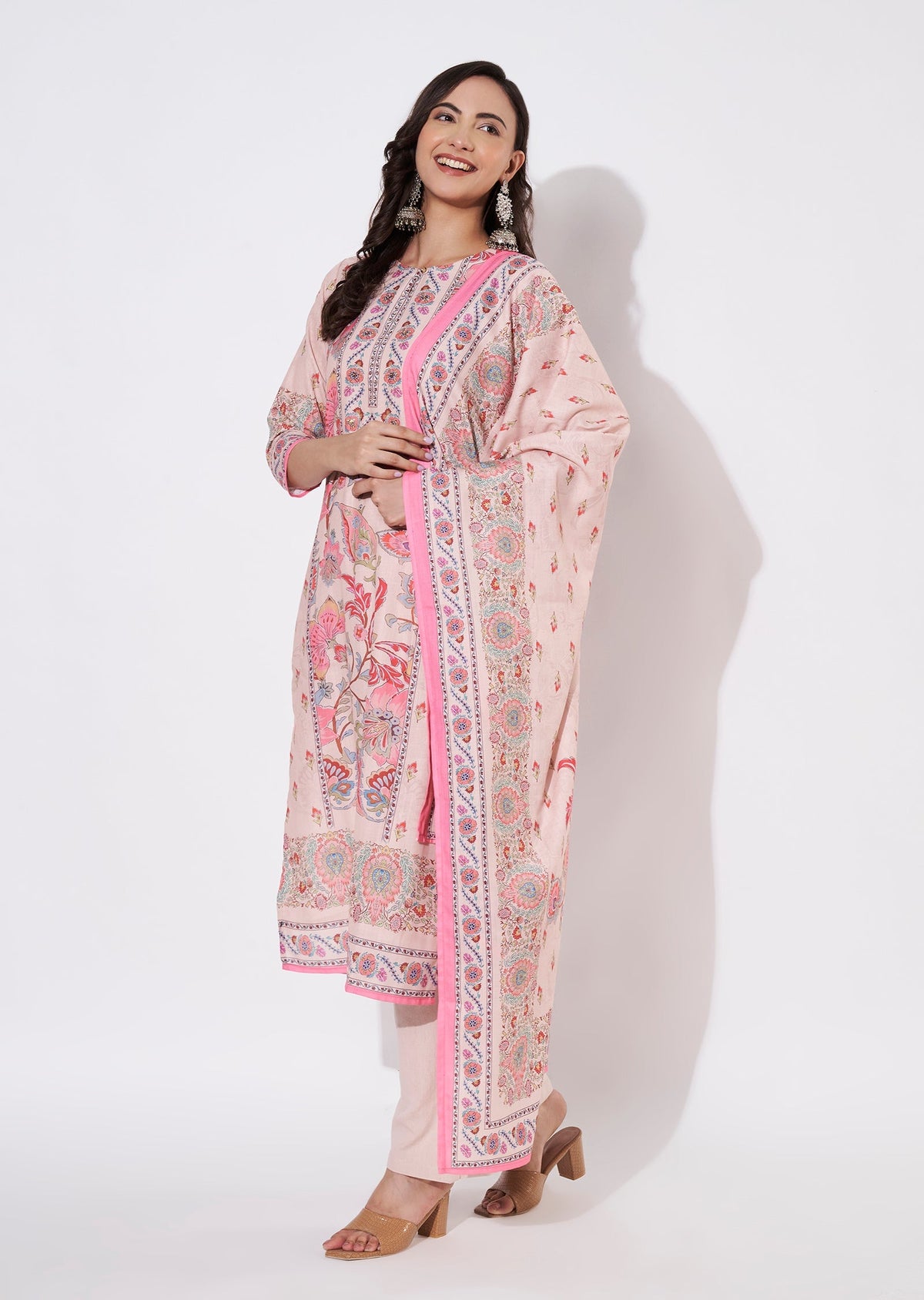 Dusty Peach Cotton Straight cut suit