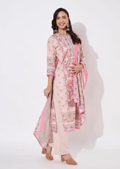 Dusty Peach Cotton Straight cut suit