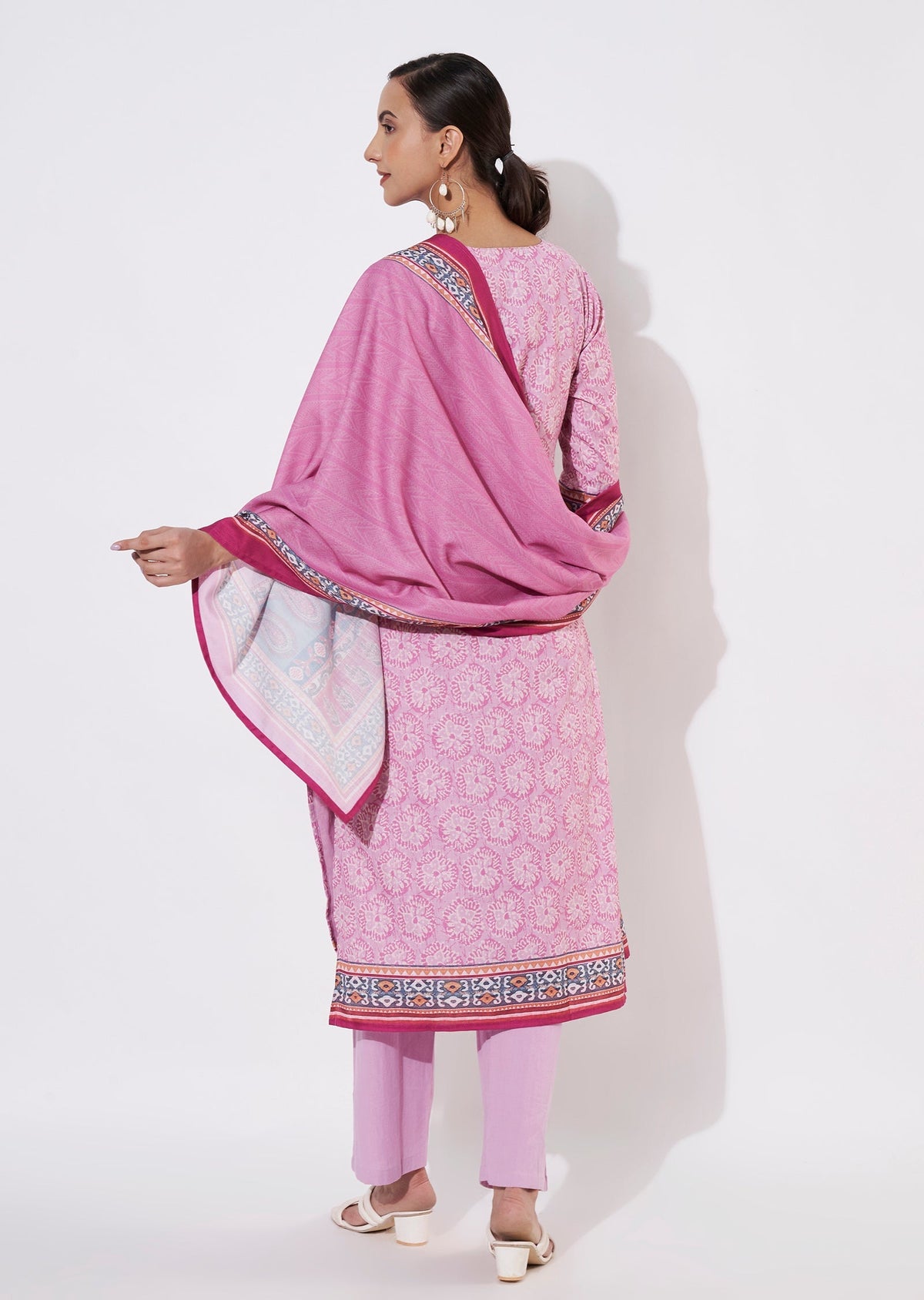 Pink Cotton Straight cut suit