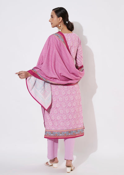 Pink Cotton Straight cut suit