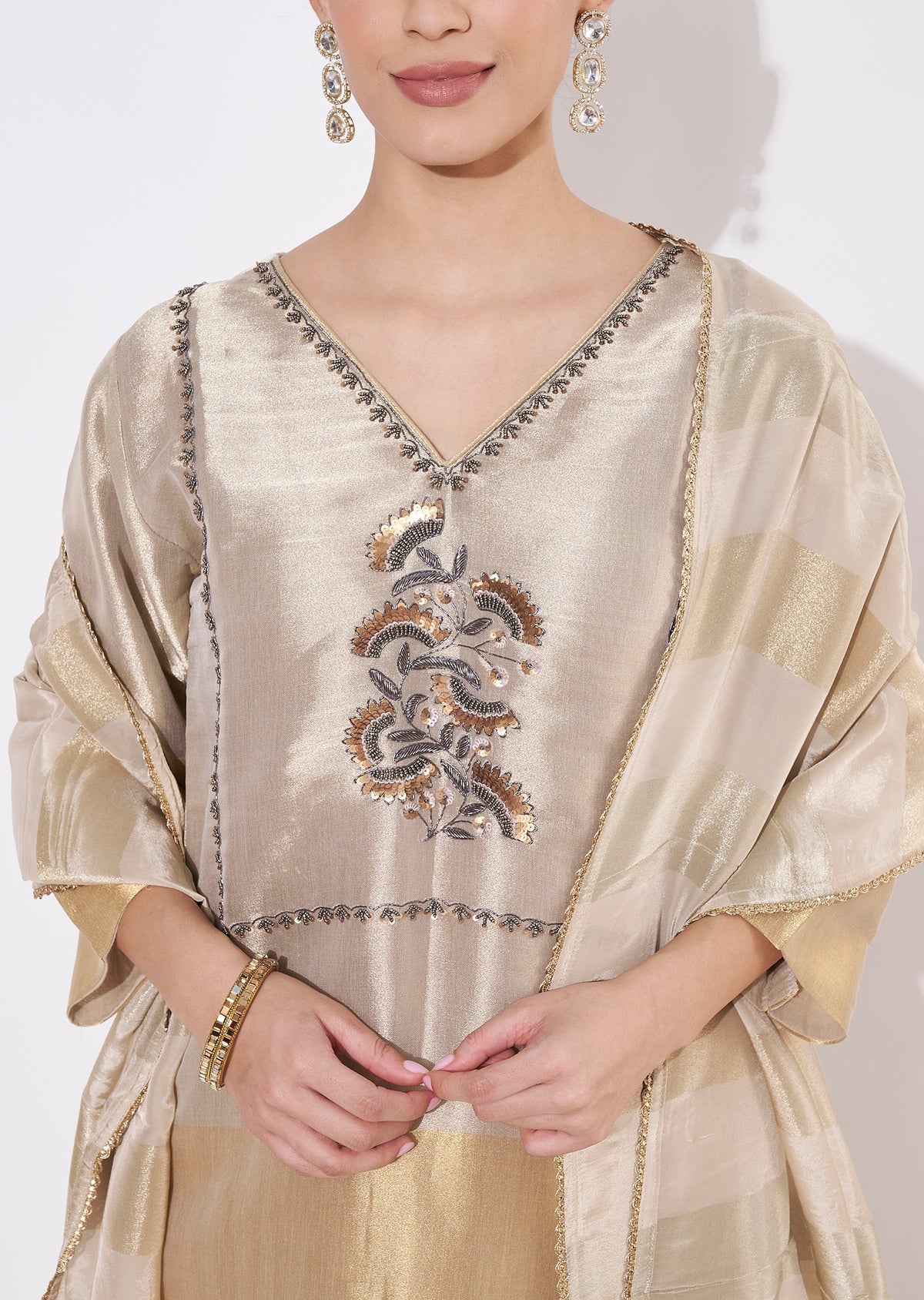 Gold Tissue Straight cut suit
