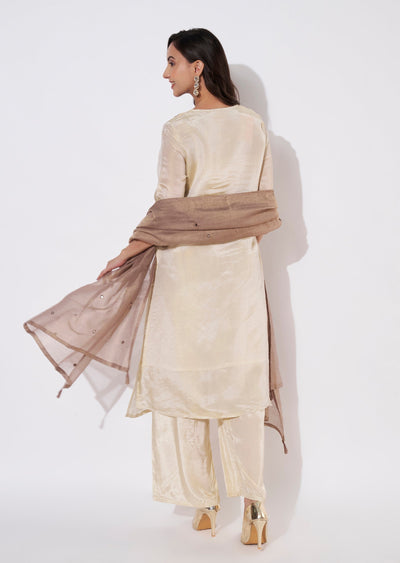 Beige Tissue Straight cut suit