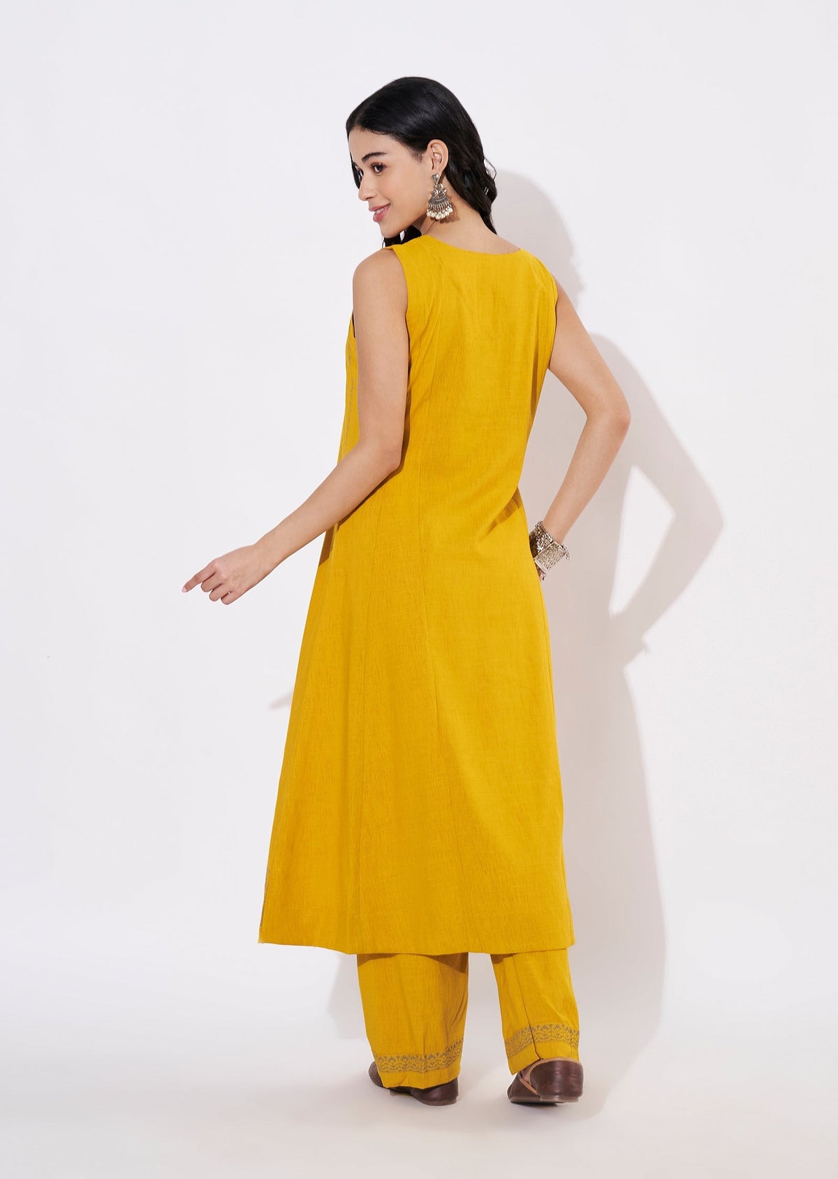 Mustard Gold Fusion wear kurti
