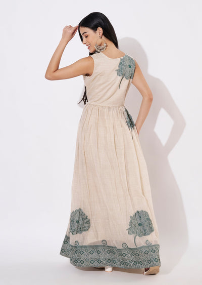 Green Chanderi Long Kurti