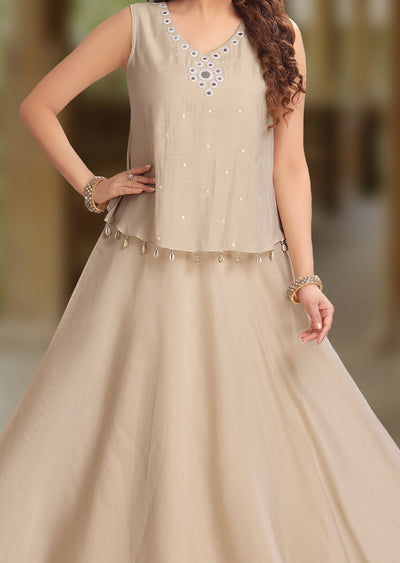 Beige Muslin Long kurti