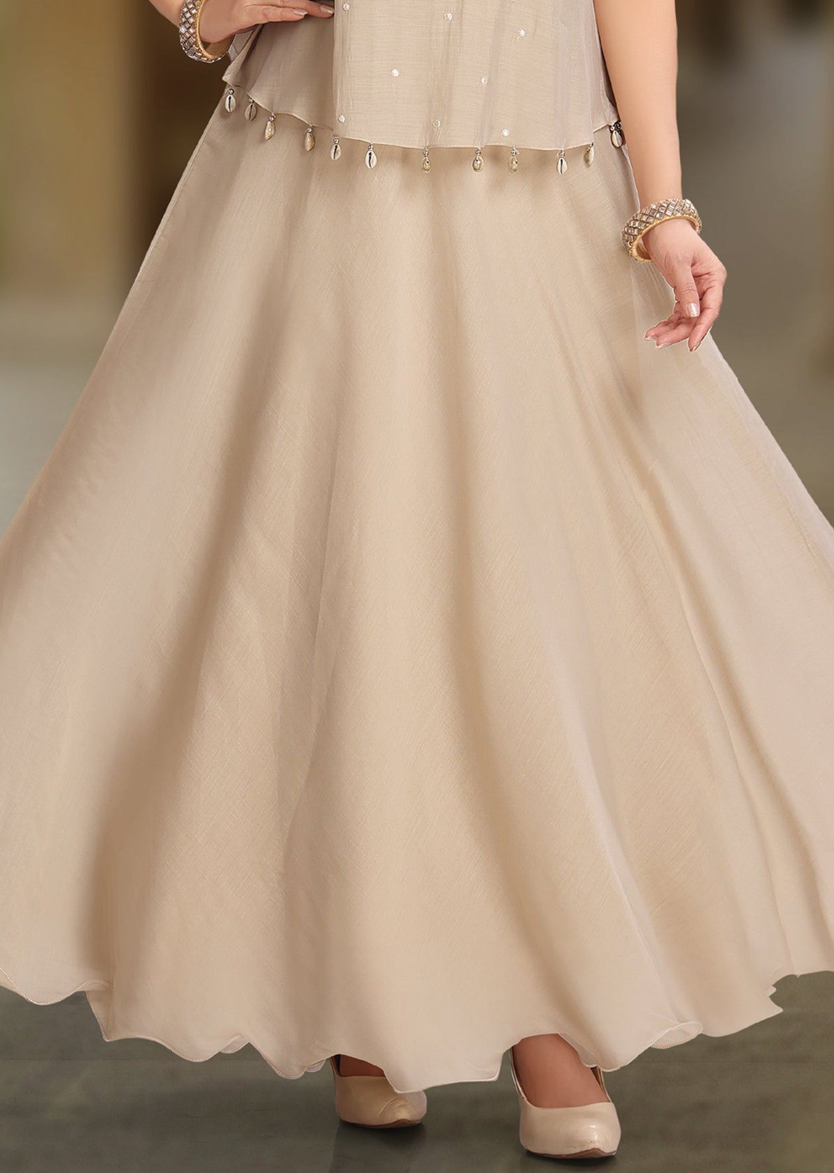 Beige Muslin Long kurti