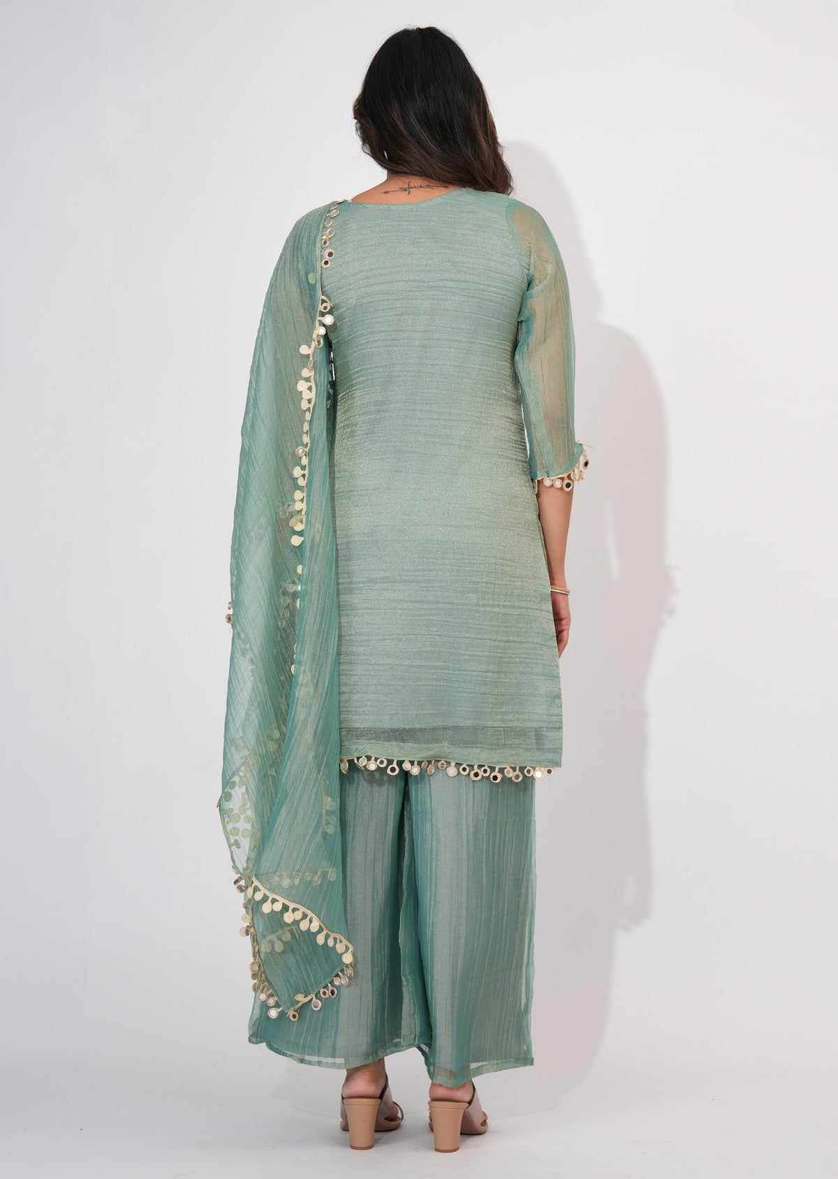 Dusty Green Salsa Sharara Set
