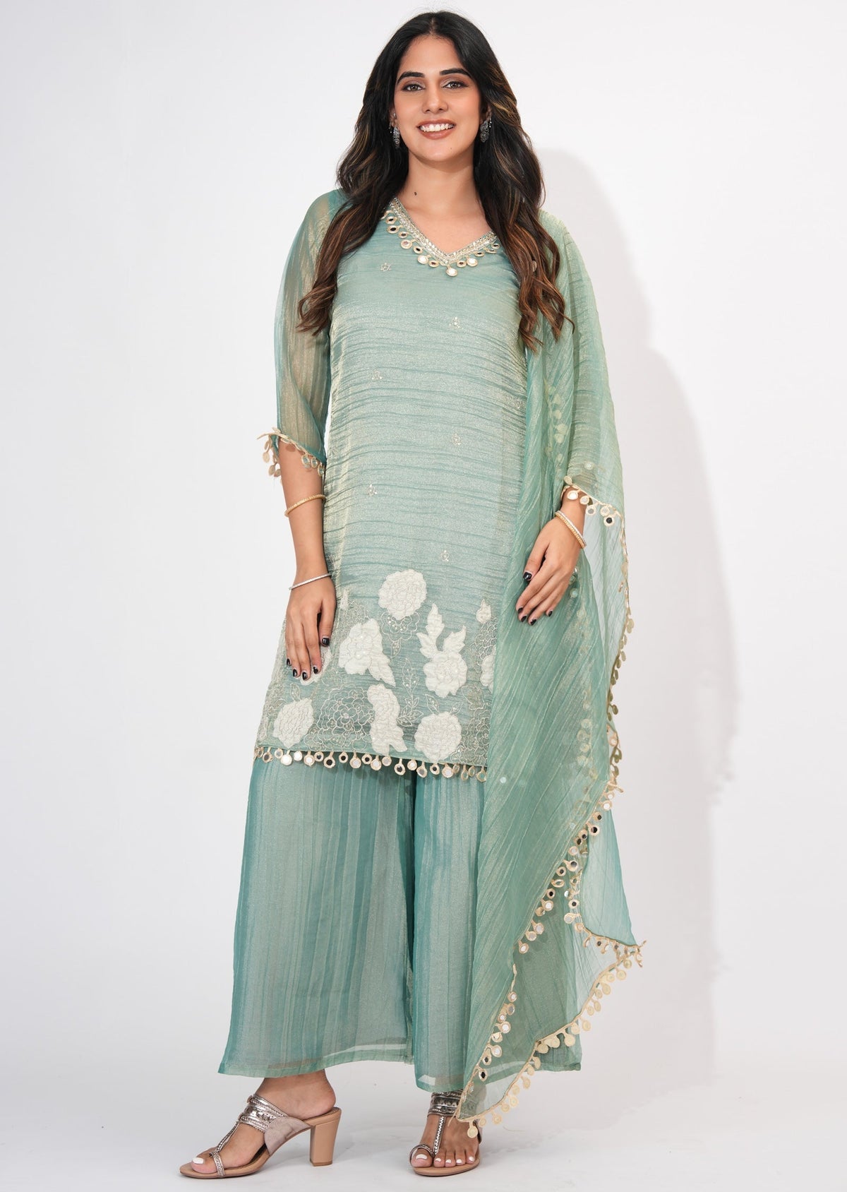 Dusty Green Salsa Sharara Set