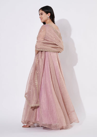 Onion Pink Silk Anarkali Suit
