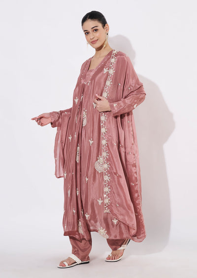 Onion Pink Silk Anarkali Suit