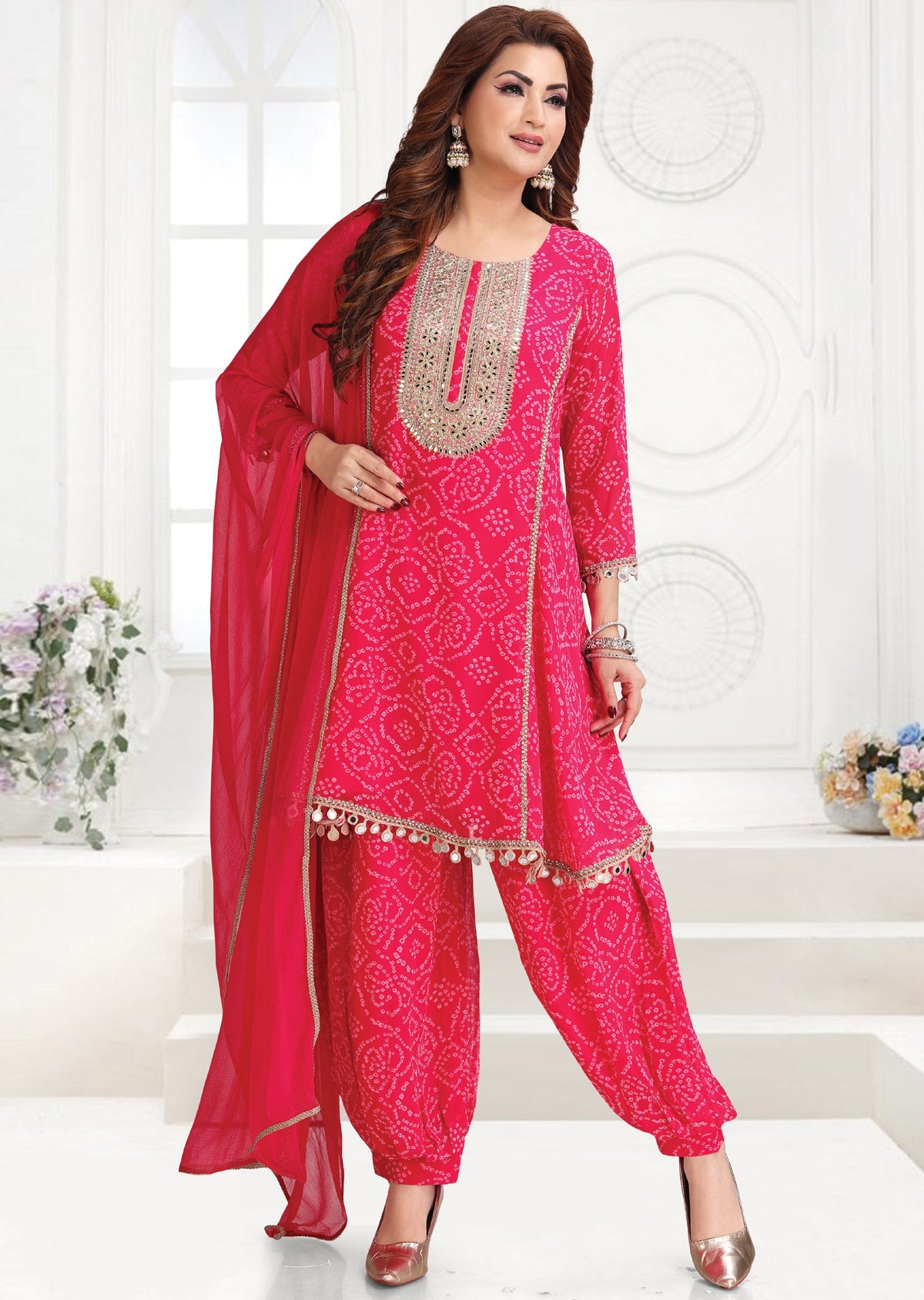 Rani Pink Georgette Anarkali suit