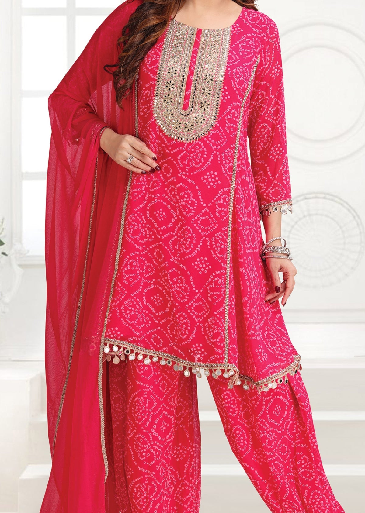 Rani Pink Georgette Anarkali suit